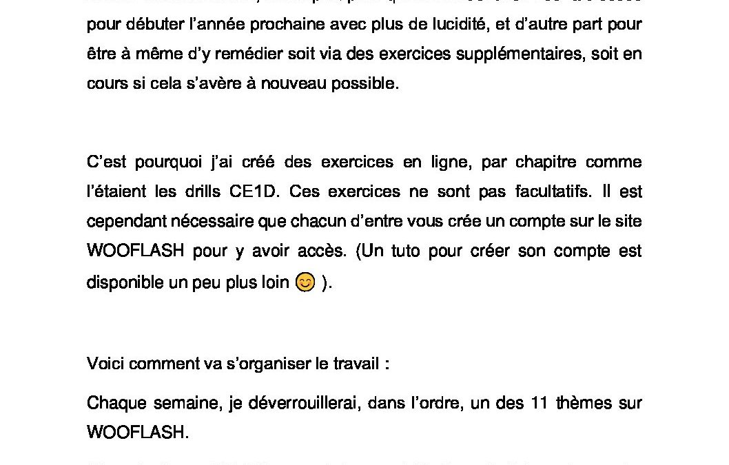 2A et 2B INITIATION SCIENTIFIQUE Consignes travail Wooflash suivi modifié 14-05