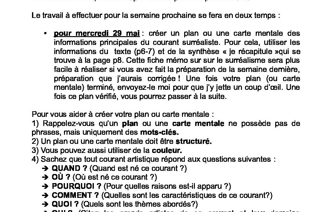 5TEA.français prépa pour le 29 avril et le 04 mai